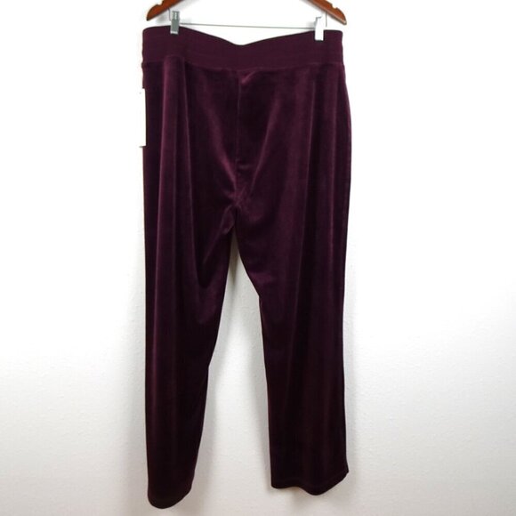 Calvin Klein Velour Pants Women's Plus Size 1X Red Pull On Elastic Waist - Picture 5 of 11